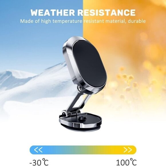 360° Rotation Magnetic Phone Holder Foldable Car Mount Stand Dashboard Universal - Picture 5 of 8